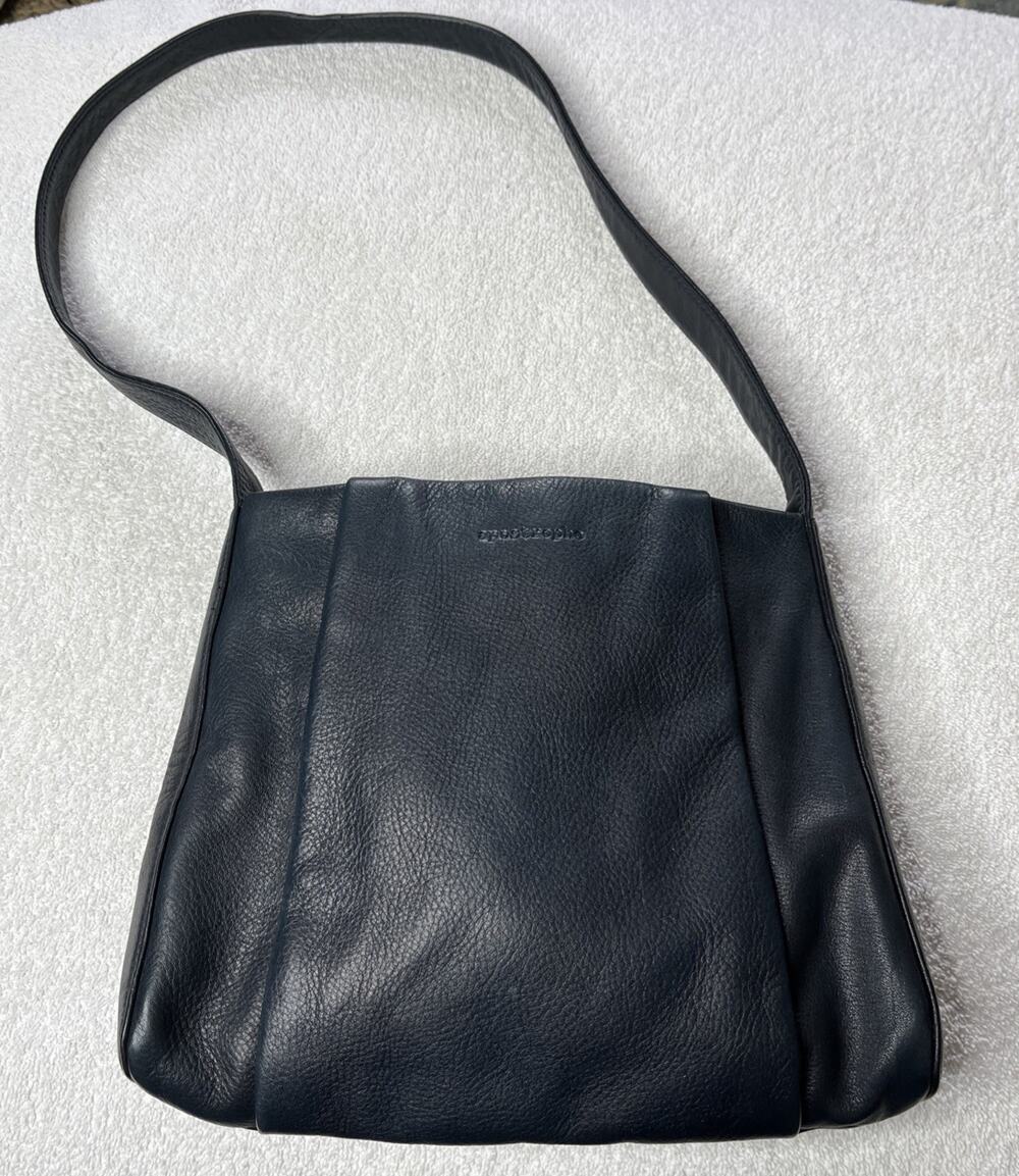 Apostrophe Dark Navy Leather Crossbody Handbag Purse